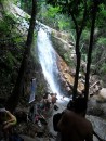 Chance to cool off in waterfall, no need of towel you dry off quickly in sun