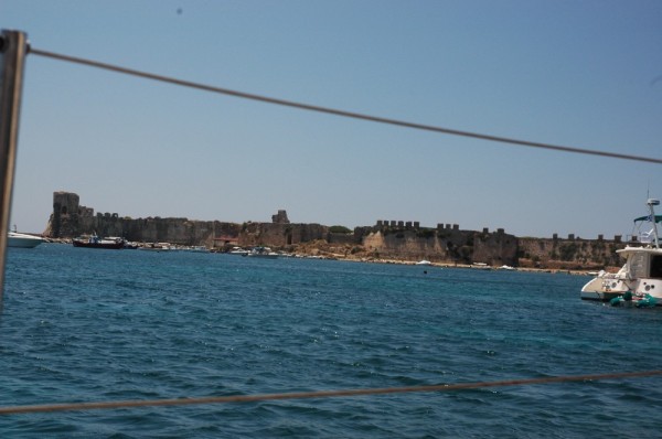 View of Venetian Fort from Methoni anchorage.