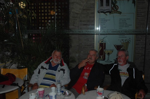 Woody, Stavros and Simon celebrating Stravos