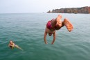 Emma took this great pic of Mike diving in for a swim in the very very cold Atlantic.  Lagos is before the Med so is still called the Atlantic