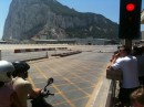 The main road entering Gibraltar.  It crosses the runway of the airport!