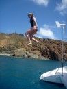 Clare jumps from the high dive