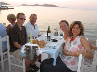 Out for dinner in Nausou, Paros