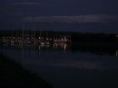 Night view of the marina at Muirtown