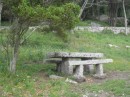 Stone picnic table at Islas Cies