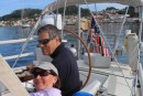 Tom and Sue Maynes aboard Canty in Muros