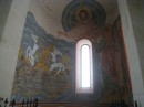 Murals in church in La Coitat, France. Scene is of Moses and the Israelites crossing the Red Sea with the Egyptian Pharaoh
