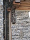Slate front of an old half-timber house at Morlaix with detail of a saint in the constuction