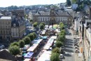 The market and the city hall in Morlaix from the viaduct