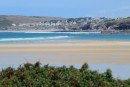 Doom Bar beaches and the Camel River channel entrance to Padstow
