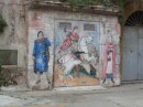 Street art on wall inside the old walls of Crotone