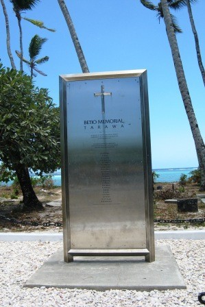 Memorial honoring the missionaries and dignitaries killed by the Japanese when they arrived at Tarawa.