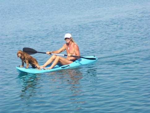 Claude taking Amigo for a paddle