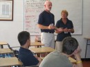Bob and Karyn answer questions at Hardee High School