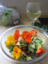 Salad made with nasturtiums picked by the river