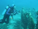 Renate exploring the underwater statues in Grenada WI