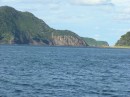 The rugged south west face of Yacaaba Hd as seen from our anchorage in Shoal Bay. Feb 2012