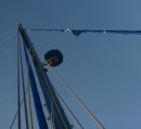 Failed UV cover on the jib purchased new whilst in Lake Macquarie in February last year. Far East Sails didn