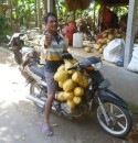 Motor bikes in Indonesia are used to carry an incredible variety and size of loads. This at Labuan Amuk. 28-9-13