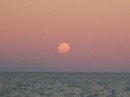 The moon rose in the east while the sun was still up in the west hence the pink sky. Just north of Caloundra, 4-6-12.
