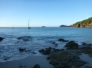 The Hexham Island anchorage from the beach. 26/7/12