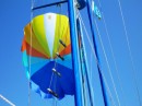 Our own sail chute doing its job beautifully on the way to Cape upstart. 1-9-12