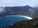Wineglass Bay seen from a lookout in Freycinet National Park