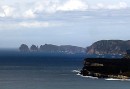 Looking south in the Tasman Peninsula at the totem formation