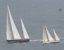 Rebecca overtaking one of the classic yachts, that classic is probably 80 feet or more in lenth but looks small compared to Rebecca.