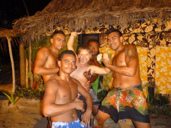 The staff of Robinson Crusoe island resort were extremely cruiser friendly and made JJ a part of their crew.  They showed him how to use a net to fish then cook it over an open fire, do a fire dance, and ipen coconuts.