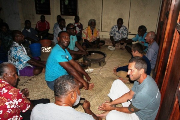 After the dive boat visitors left the men invited us to join them for our first of many kava ceremomies