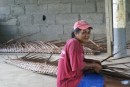 The women still weave palm fronds together for roofs and walls.
