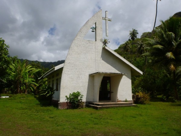 The churches in other countries are always interesting to visit.  On Hiva Oha the smaLL village churchs only gets a visit from a priest once or twice a year.  The rest of the time a villager will lead the worship service