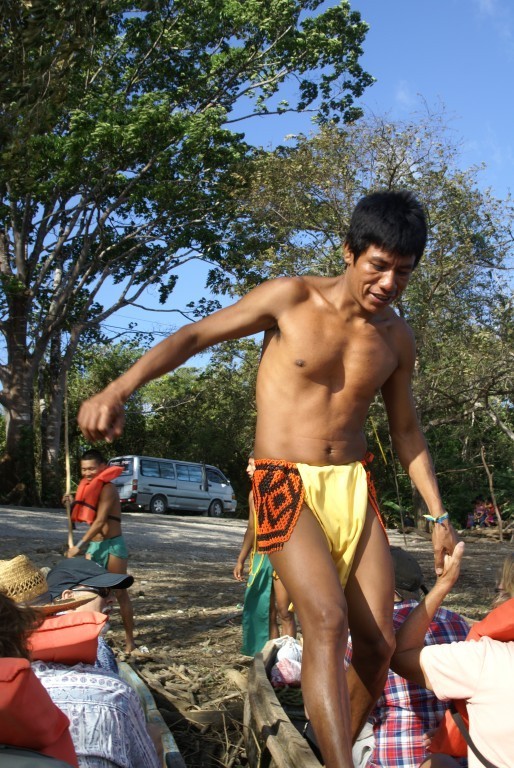 Typical Embera clothes,  he was one of our boatmen
