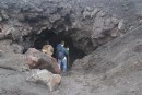 A lava cave,  like a steam bath inside