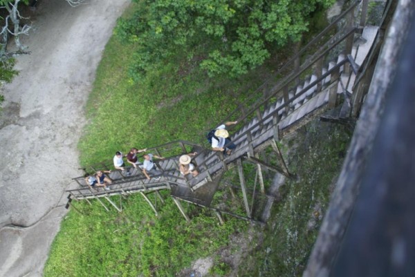 The steep steps and ladders you need to climb to reach the top,  212 feet up.