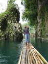 River rafting guide poling us through the 