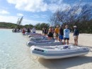 Dinghies lining up for the coconut roundup