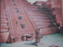 Artist rendition of the Hieroglyphic Stairway as it may have looked in Mayan times.