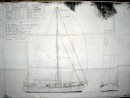 Architectural drawing, boat designed by Stan Huntingford.