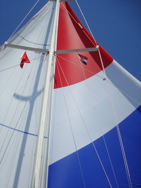 Both headsails flying for a fast downwind romp to Mljet