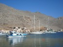 Sangaris at Pethi pier; unlike Turkey, Symi is a very dry, brown place