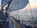 05:30 Sunrise as we sail across the Golfo di Taranto having left at "oh-dark-thirty"