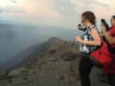 View of the volcanic rim, nothing to hold onto, with the wind and ash blowing in our faces!