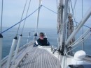Skipper off watrch in Lyme Bay