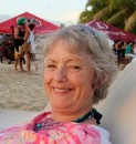 Carol enjoying herself on Kim Sha beach (Simpson Bay).