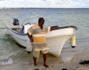"Goldilocks", our water taxi driver who took us to the frigate bird sanctuary and into Codrington.  He was an excellent tour guide.