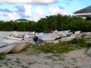 Fishing boats on the beach at Codrington.