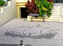 This really cool pebble mosaic is in the courtyard at Casa Colomb (Christopher Columbus