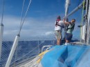 Dealing with our problem spinaker pole.
